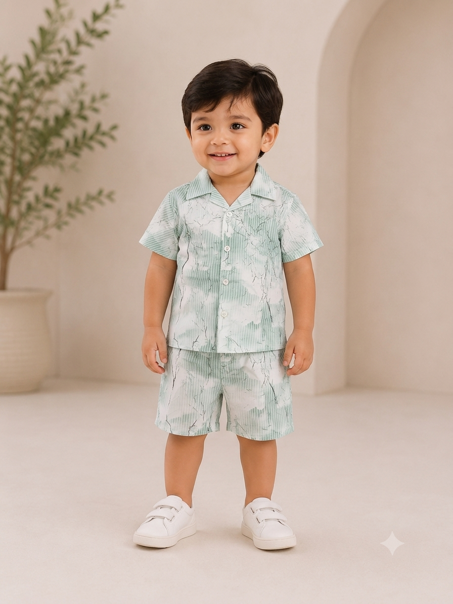 Boys Premium Tie-Dye Printed Shirt & Shorts Co-Ord Set | Summer Casual Outfit