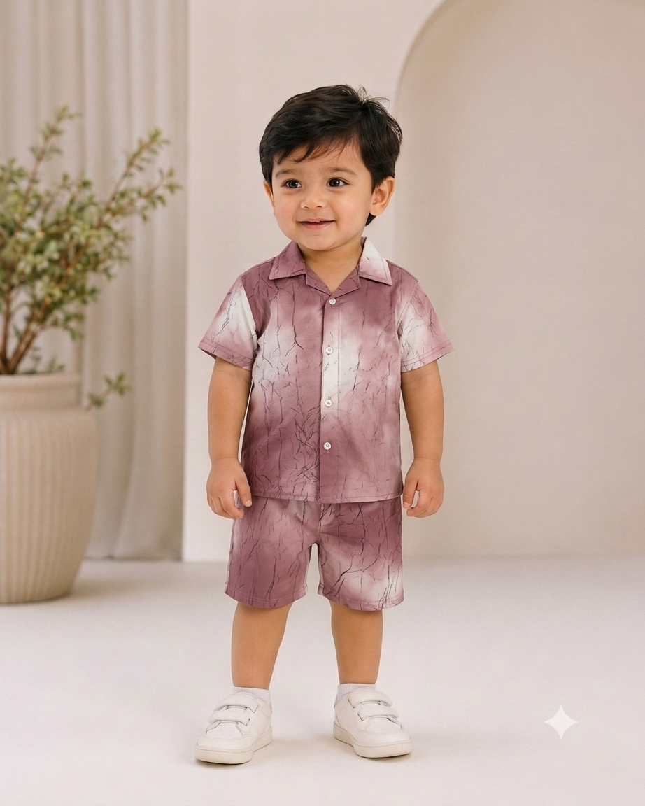 Boys Premium Tie-Dye Printed Shirt & Shorts Co-Ord Set | Summer Casual Outfit