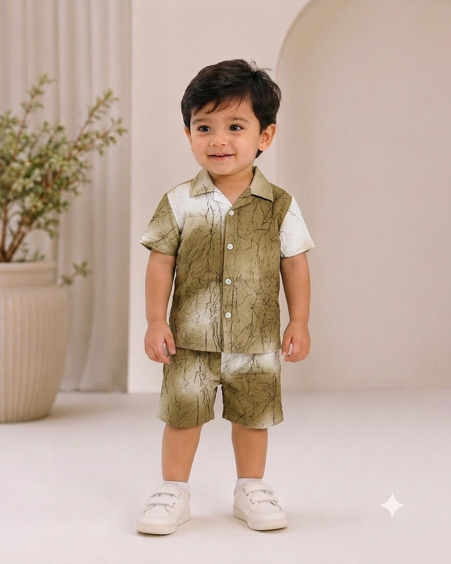Boys Premium Tie-Dye Printed Shirt & Shorts Co-Ord Set | Summer Casual Outfit