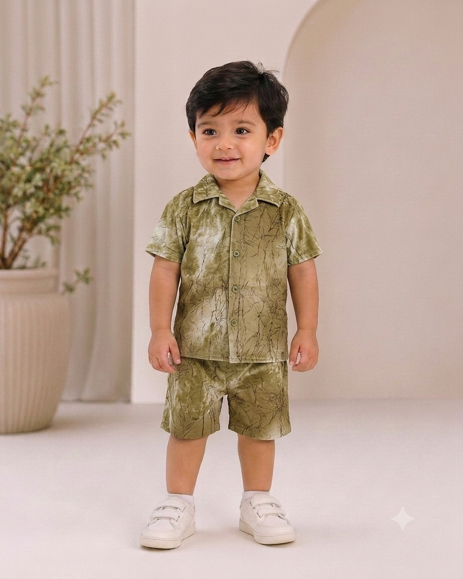 Boys Premium Tie-Dye Printed Shirt & Shorts Co-Ord Set | Summer Casual Outfit