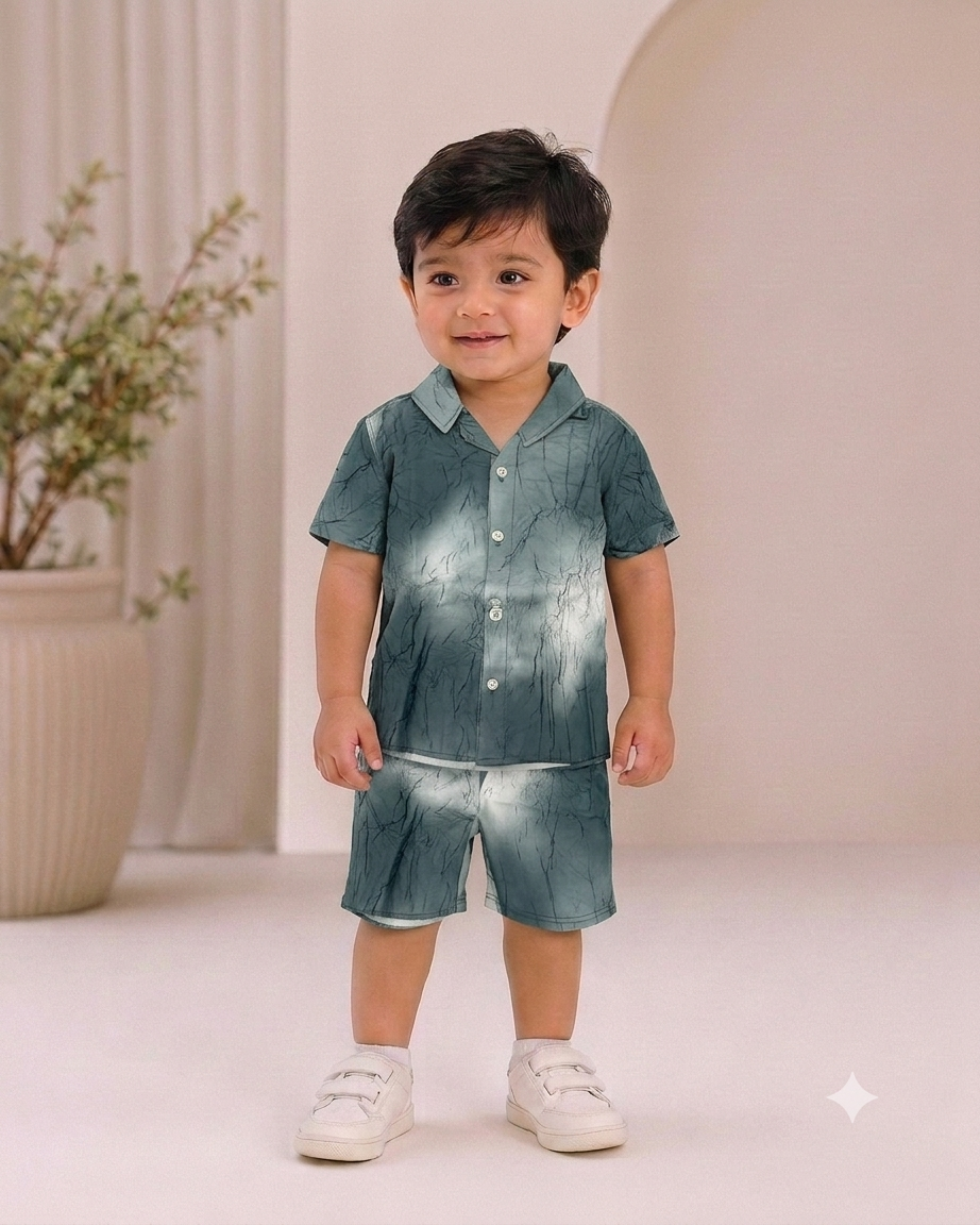Boys Premium Tie-Dye Printed Shirt & Shorts Co-Ord Set | Summer Casual Outfit