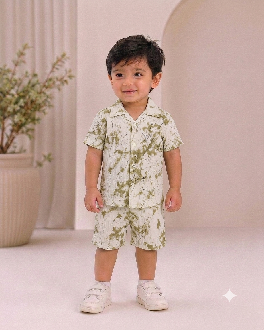 Boys Premium Tie-Dye Printed Shirt & Shorts Co-Ord Set | Summer Casual Outfit