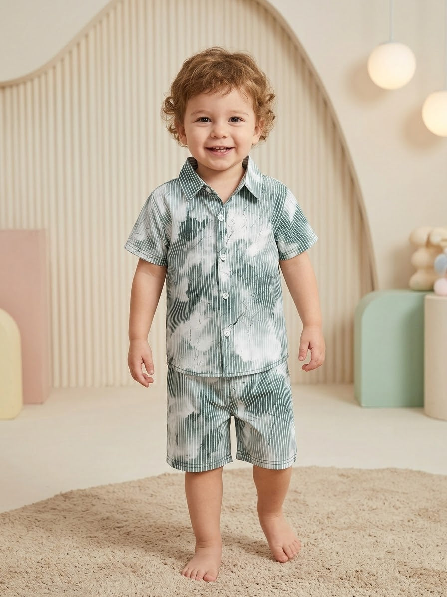 Boys Premium Tie-Dye Printed Shirt & Shorts Co-Ord Set | Summer Casual Outfit