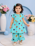 Girls Premium Lawn Cotton 2-Piece Suit with Colorful Wool Embroidery Flowers – Soft Summer Outfit