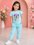 Girls Lemon Yellow Butterfly Graphic T-Shirt & Cargo Jogger Pants 2-Piece Co-Ord Set | Casual Kids Outfit