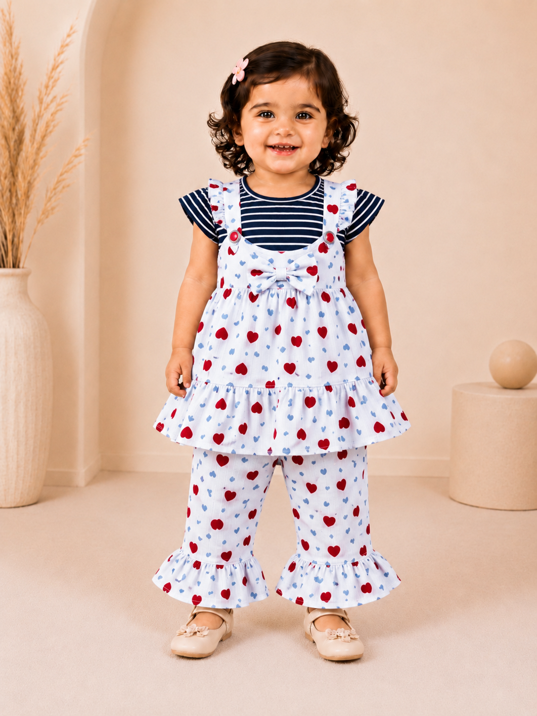 Baby Girls Printed Top & Ruffle Pants 2-Piece Co-Ord Set | Cute Summer Outfit