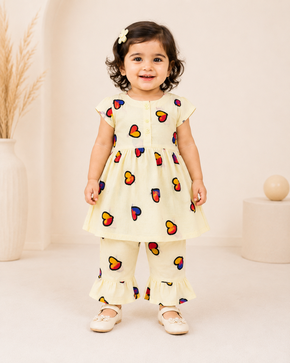Girls Premium Lawn Cotton  Suit with Heart Wool Embroidery – Soft & Comfortable Summer Wear