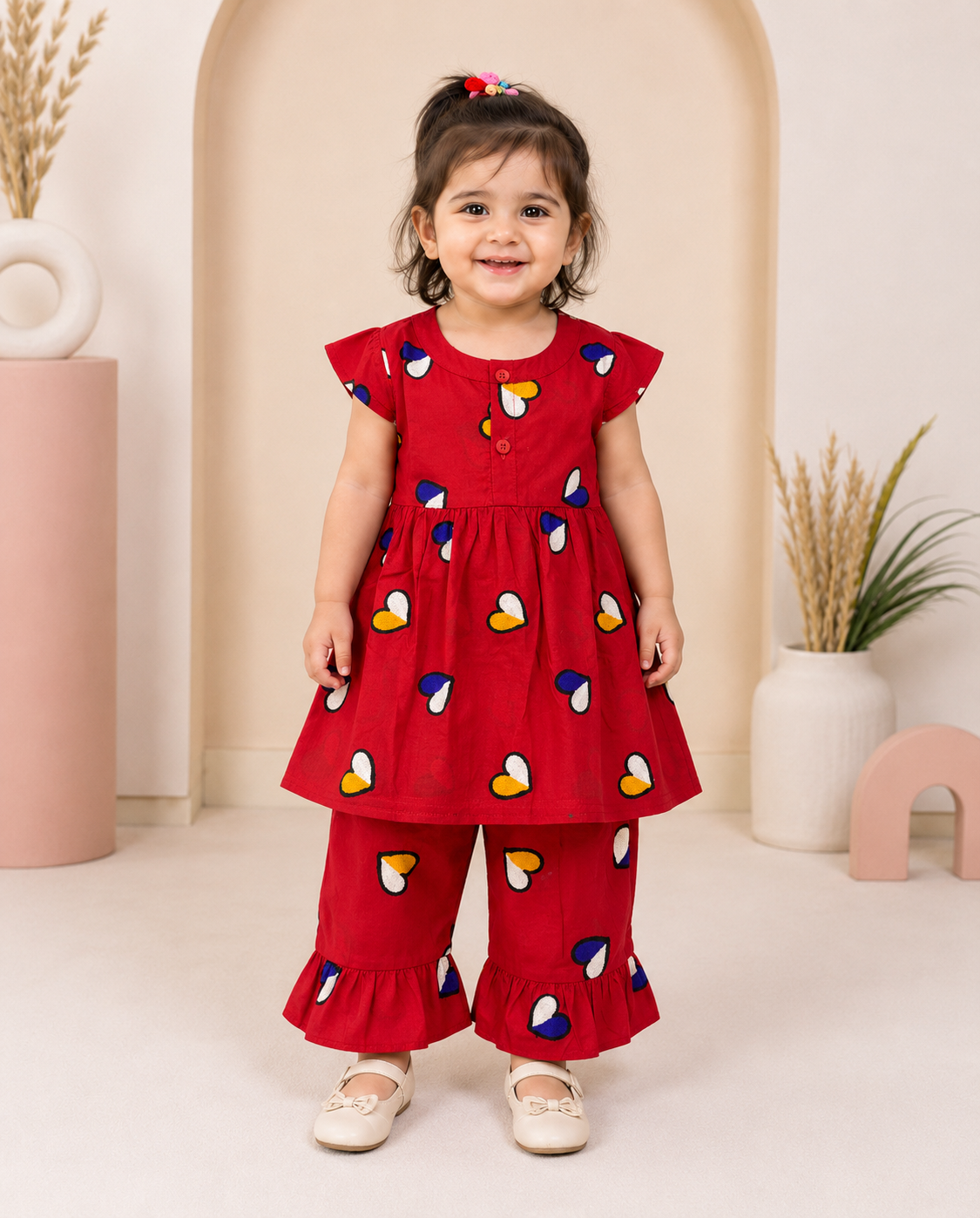 Girls Premium Lawn Cotton  Suit with Heart Wool Embroidery – Soft & Comfortable Summer Wear