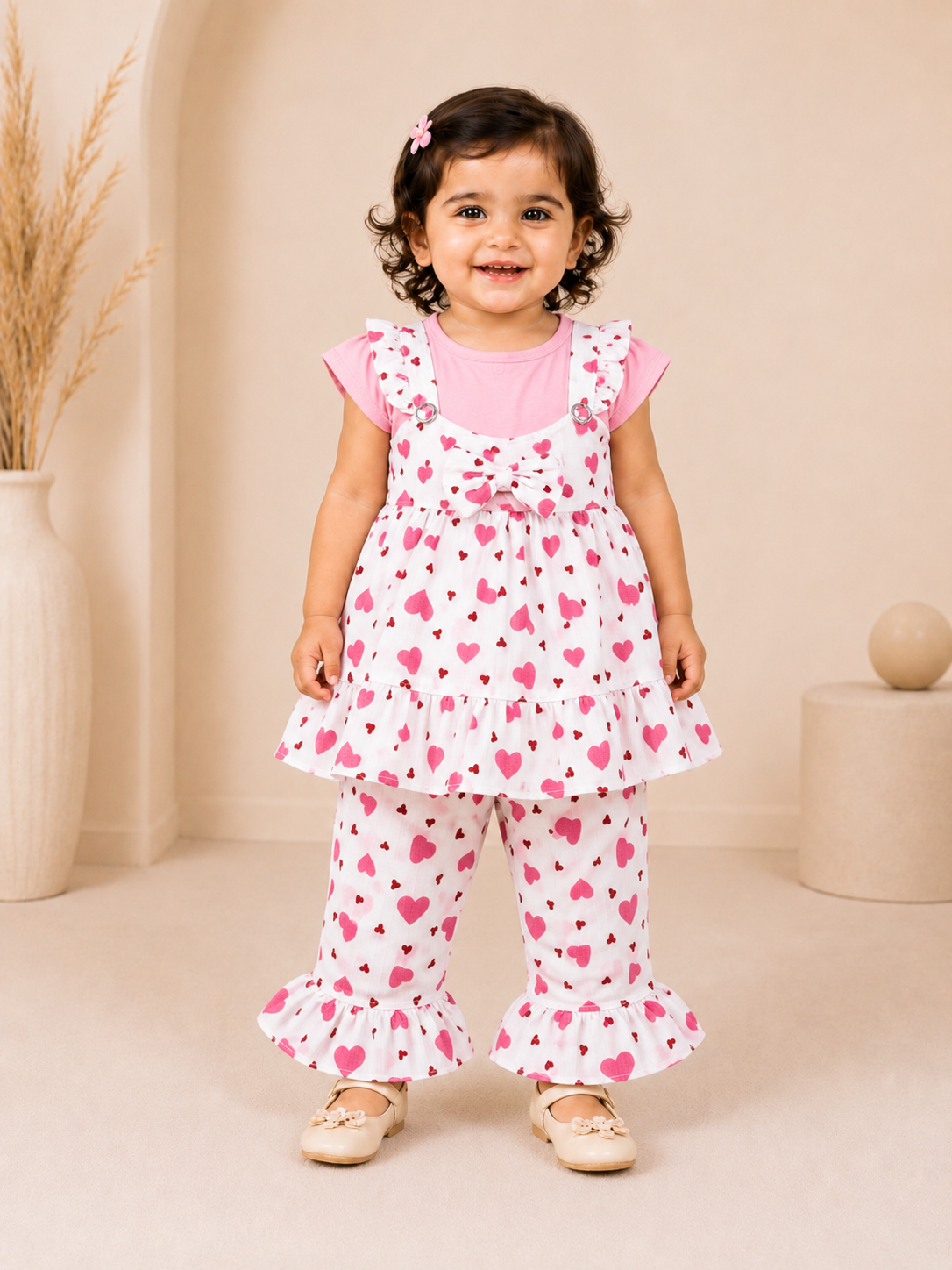 Baby Girls Printed Top & Ruffle Pants 2-Piece Co-Ord Set | Cute Summer Outfit