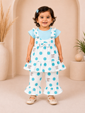 Baby Girls Polka Dot 3-Piece Cotton Co-Ord Set | Ruffle Tunic, Top & Flared Pants