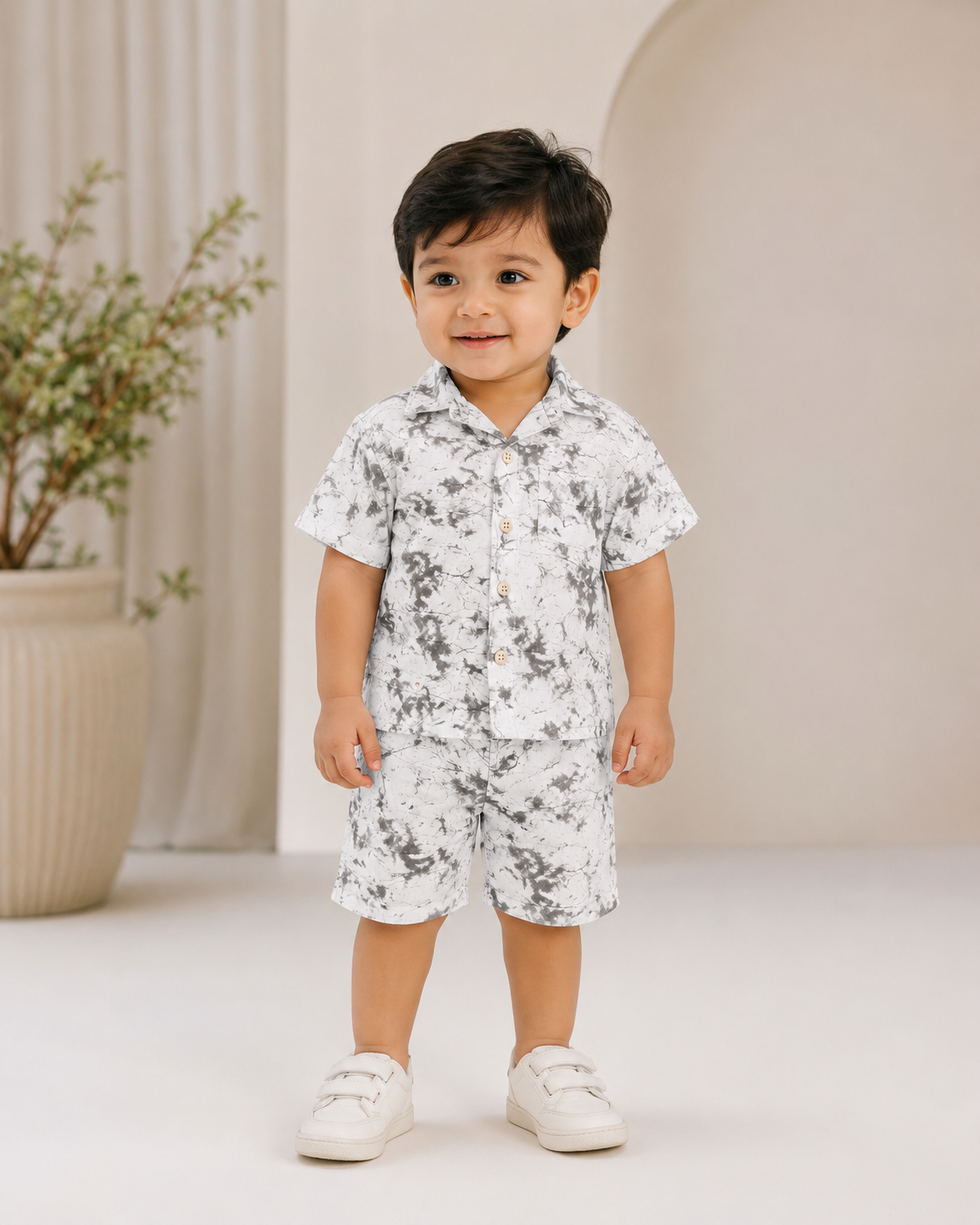 Boys Premium Tie-Dye Printed Shirt & Shorts Co-Ord Set | Summer Casual Outfit
