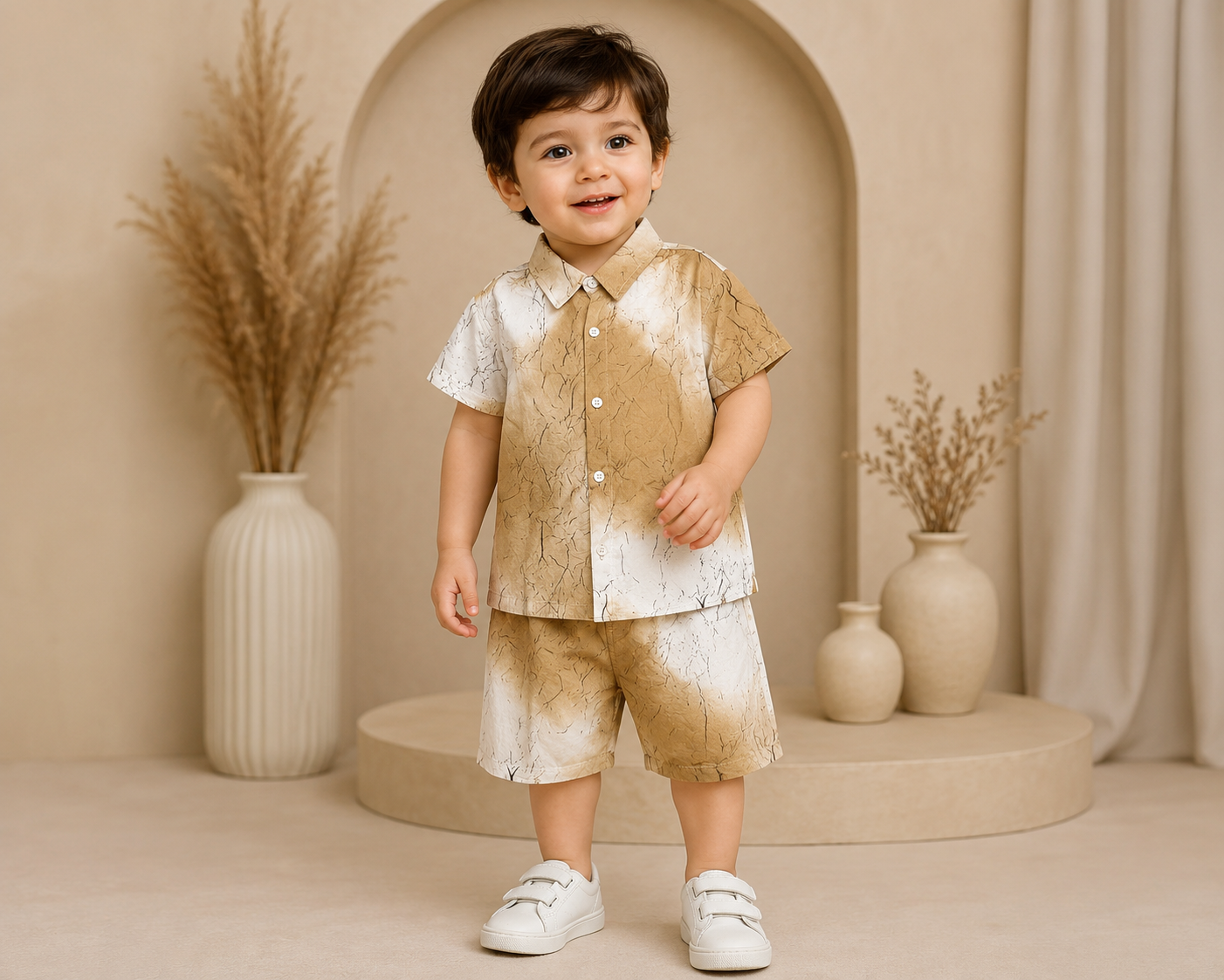 Boys Premium Tie-Dye Printed Shirt & Shorts Co-Ord Set | Summer Casual Outfit