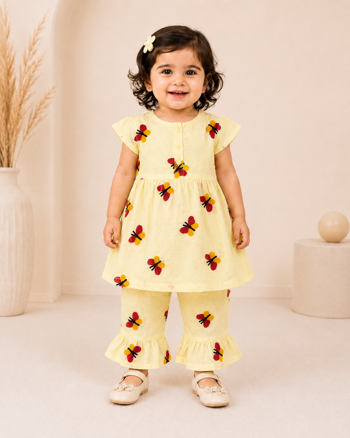 Girls Premium Lawn Cotton 2-Piece Suit with Wool Embroidery – Soft Summer Outfit for Kids