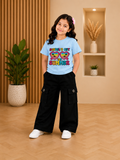 Girls "School's Out for Summer" Graphic T-Shirt with Wide Leg Cargo Pants Set | Trendy Casual Outfit | Sizes 5–12 Years
